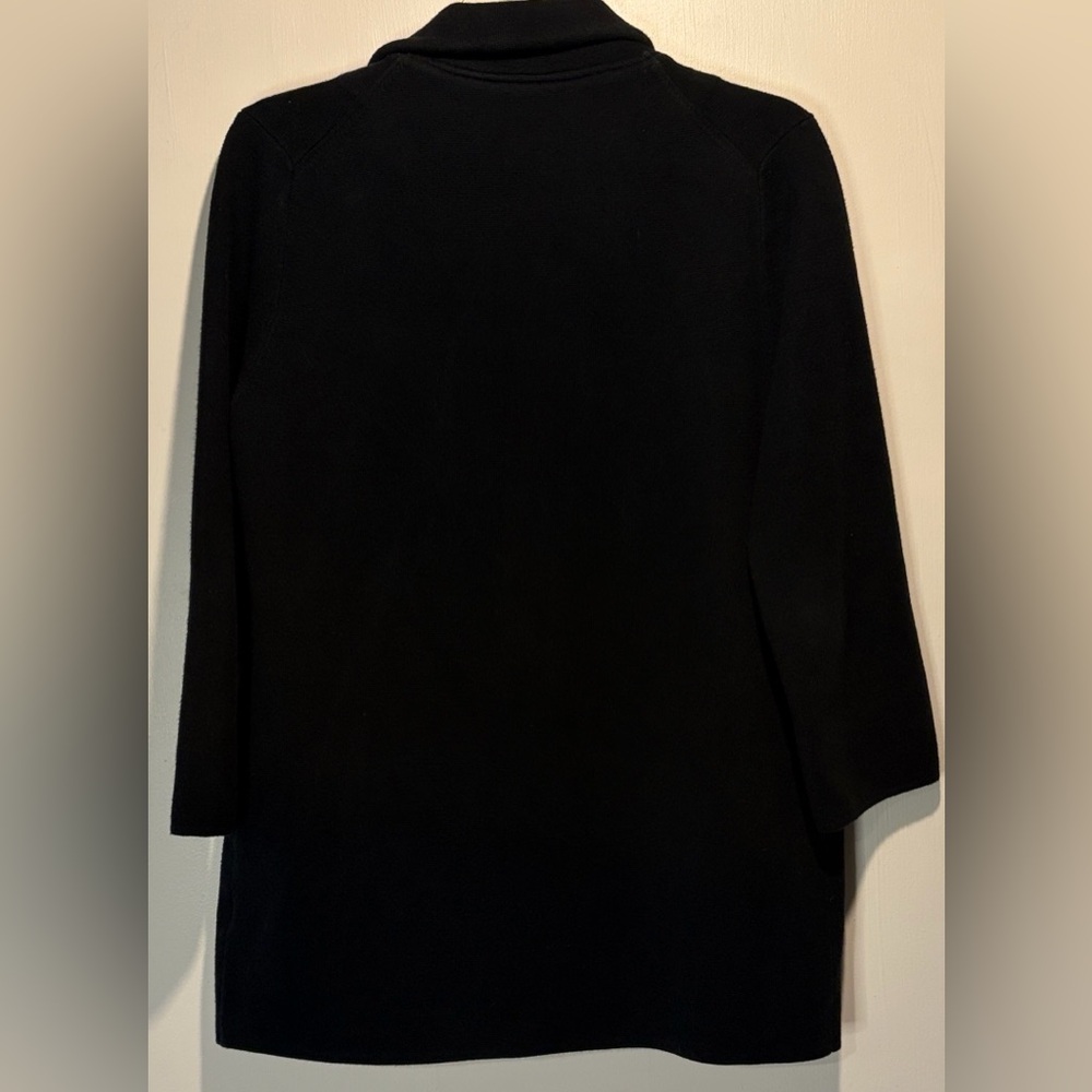 Quince 100% Organic Cotton Knit Blazer Black Textured Open Front Pockets Size S - Picture 3 of 7